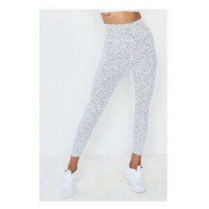 ALLFENIX Montana 7/8  Leggings White with Black Scatter Dot Pattern Size‎ Small